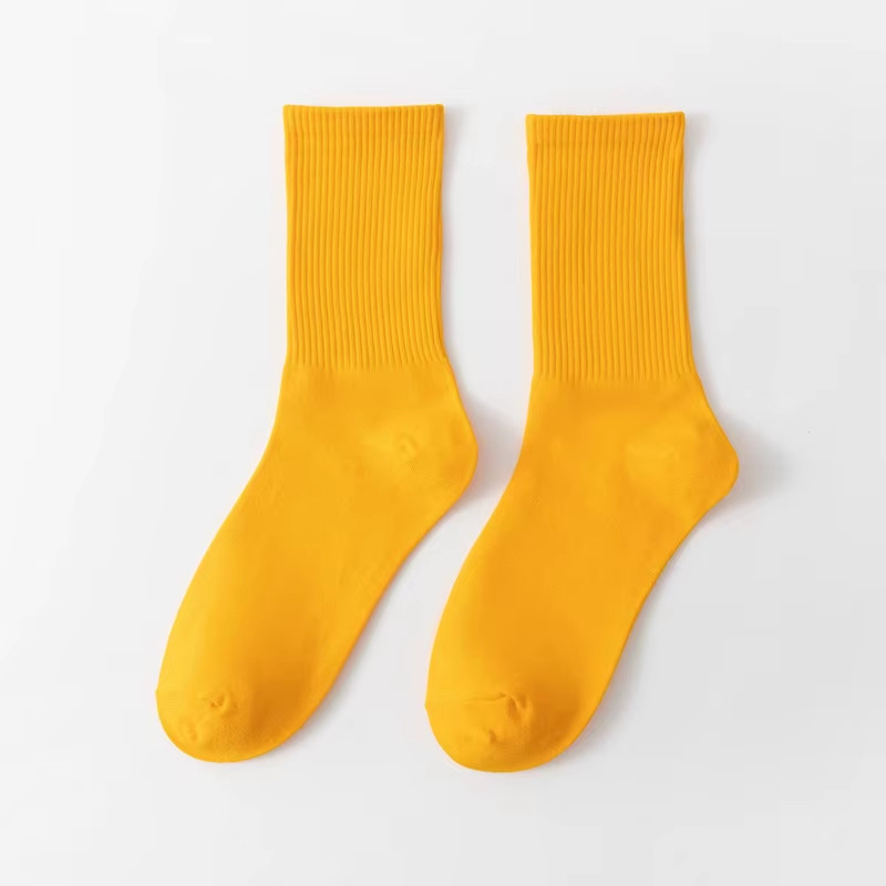 Unisex Casual Cotton Socks round Neck Mid Tube Fashionable Solid Color Breathabl