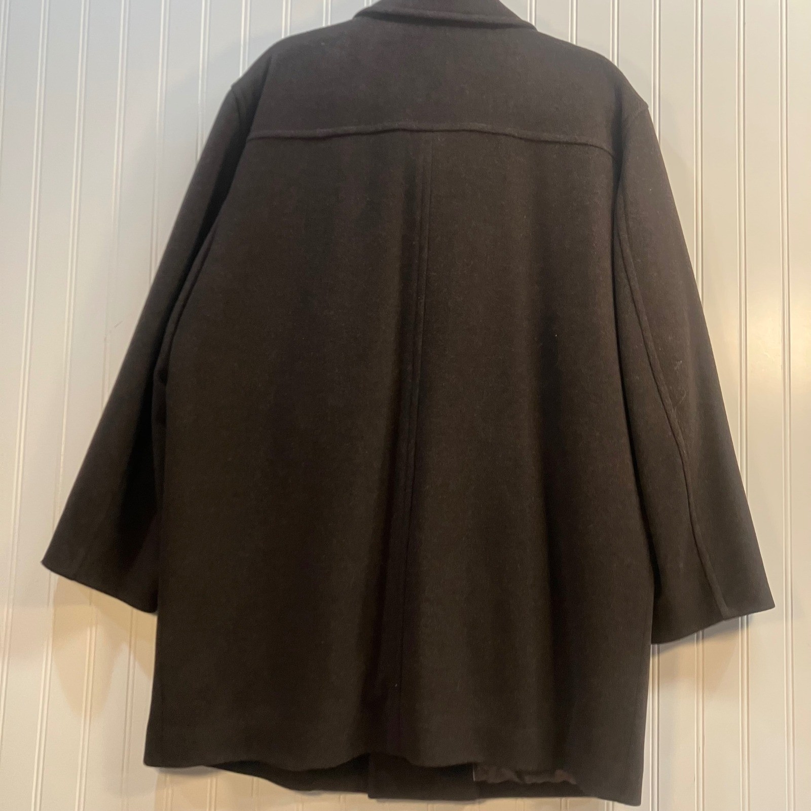 Daniel Cremieux Signature Collection Brown Wool Blend Car Coat Men Large Zip Bib