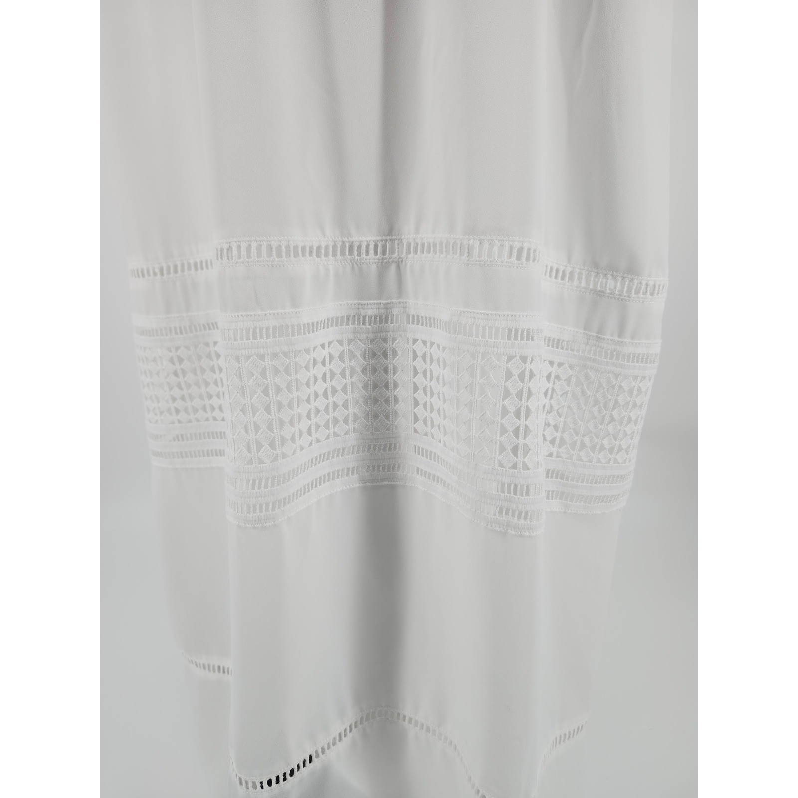 Mango MNG White Crochet Lace Trim Maxi Dress Surplice V-Neck Boho Summer Size 8