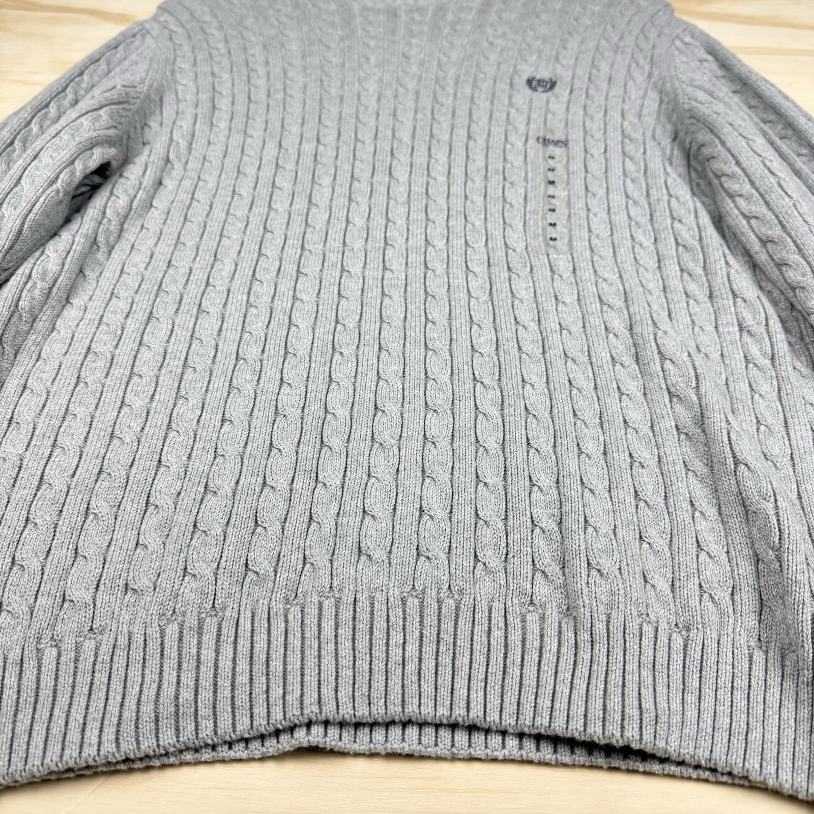 Men’s Chaps Sweater Medium Cable Knit Chunky Fisherman Pullover Crewneck Sweater
