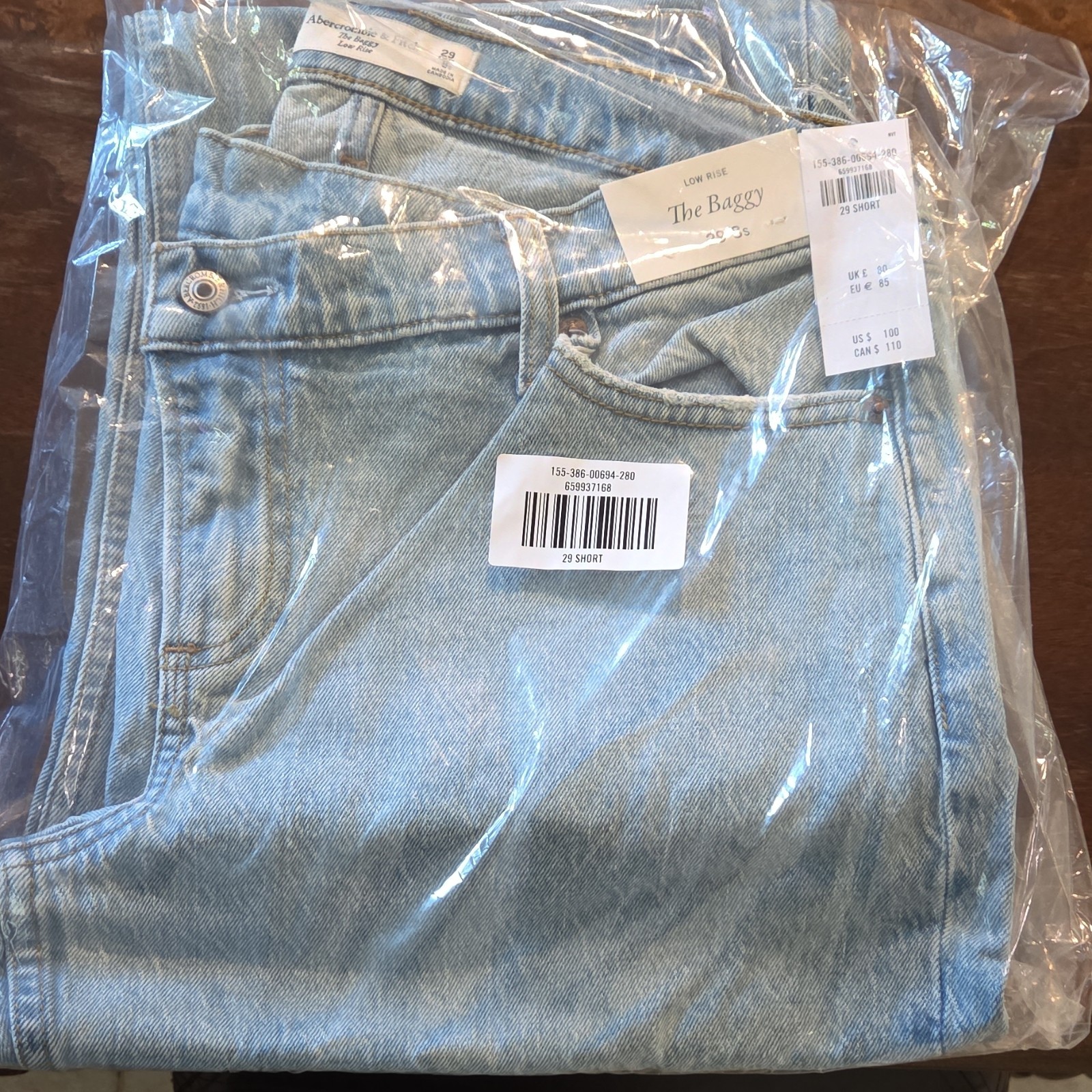 Abercrombie & Fitch Curve Love Baggy Low Rise Light Wash Wide-Leg Jeans