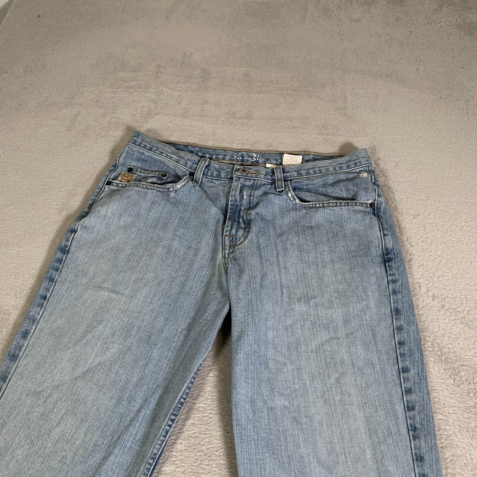 Cinch 003 White Label Rigid Jeans Mens 35×34 Blue Light Wash Stone Bootcut
