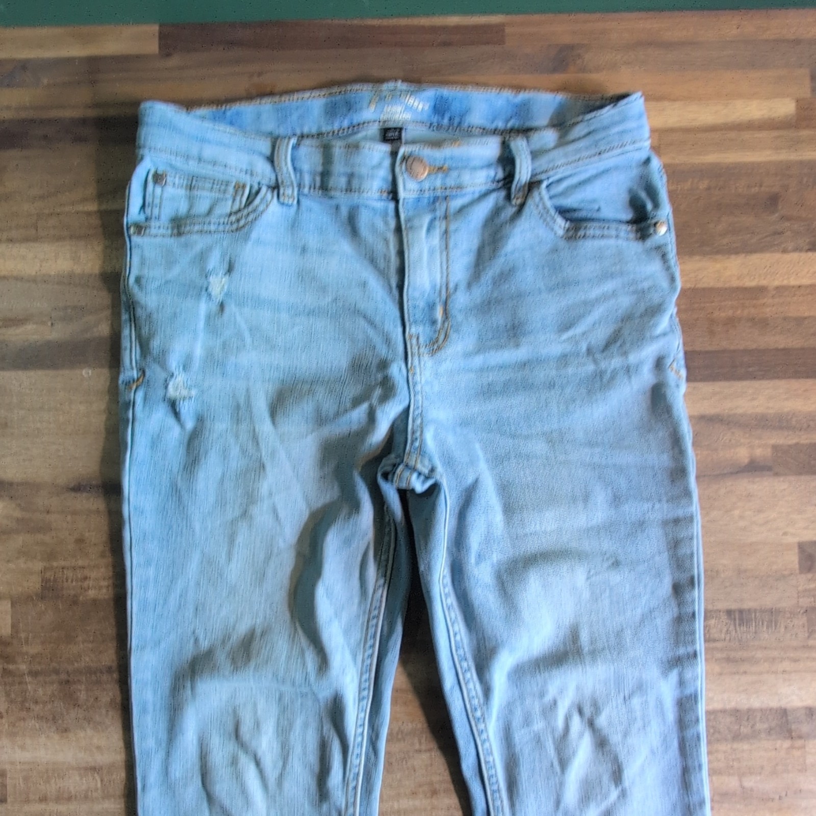 Art Class Girls Skinny Jeans Light Wash Blue Solid Size 14 Button Zip