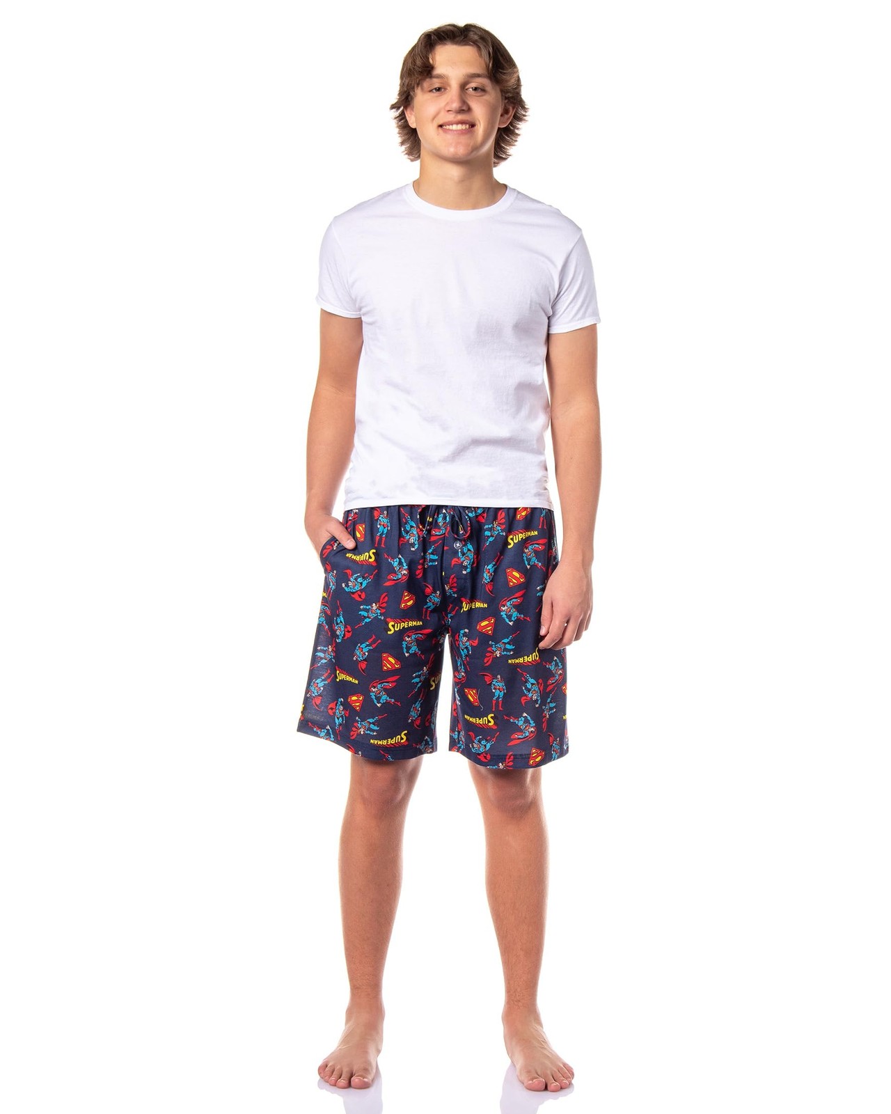 DC Comics Superman Pajama Shorts Men’s All Over Print Lounge PJ Bottoms