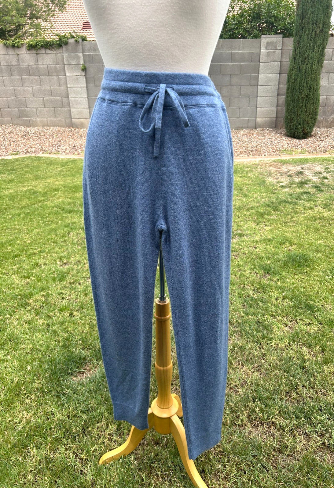 Van Winkle & Co Cashmere 2 PC Lounge Set Womens L Baltic Blue $276 Luxurious NWT