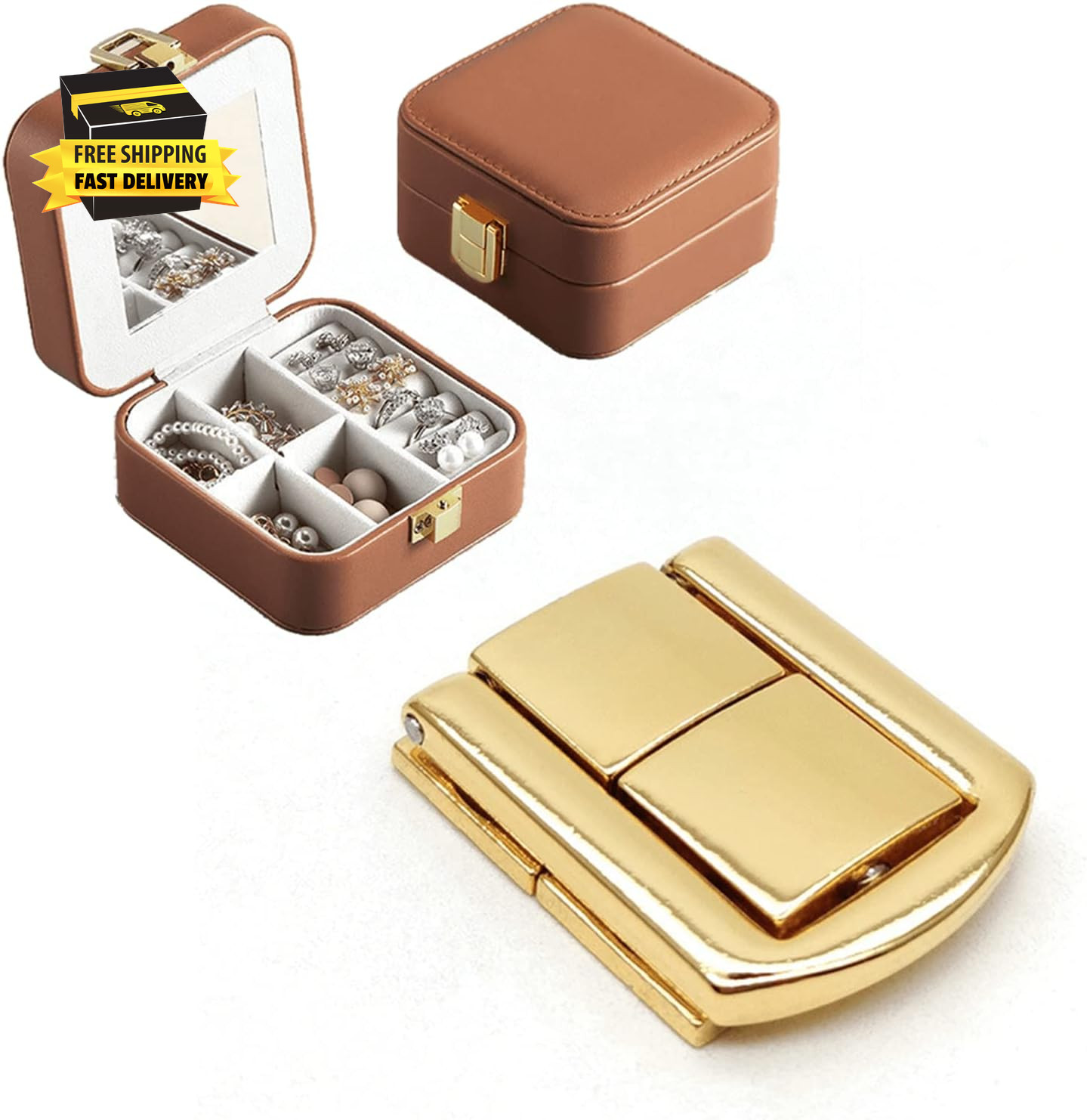 Toggle Catch Lock 0.98″X0.79″ Gold Retro Style Iron Hasp Wood Chest Lock Latch C