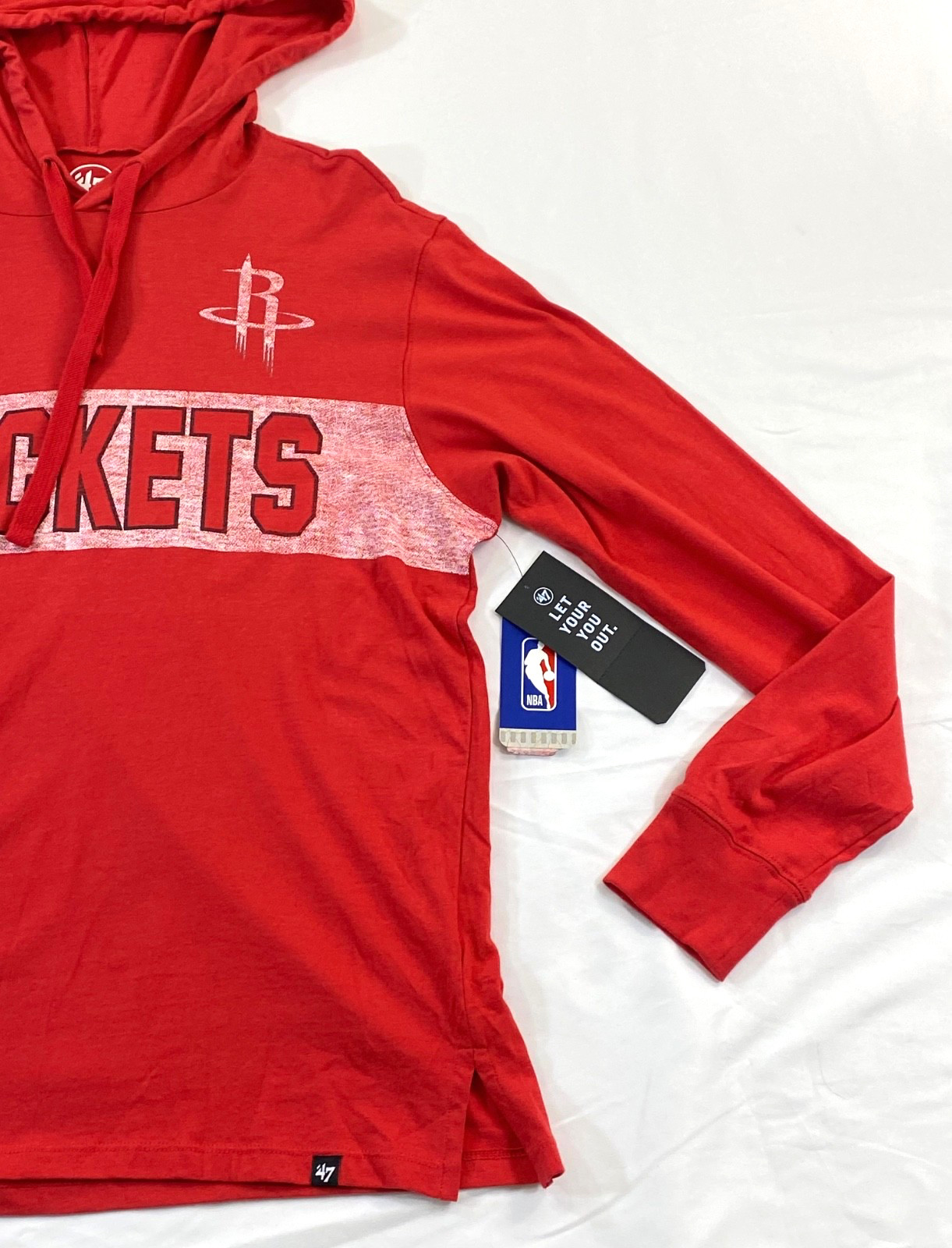 men’s 47 brand Houston Rockets t-shirt hoodie size small rd long sleeve cotton