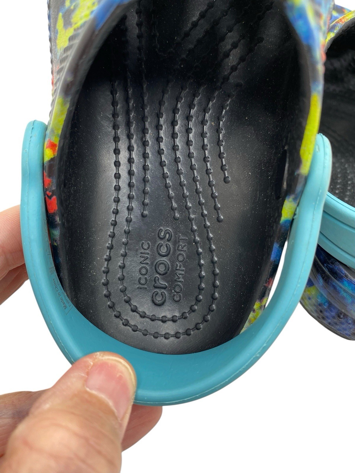 Crocs Classic Kids Shoes Tie Dye Multicolor Paint Splatter Slip On Clogs Sz C11