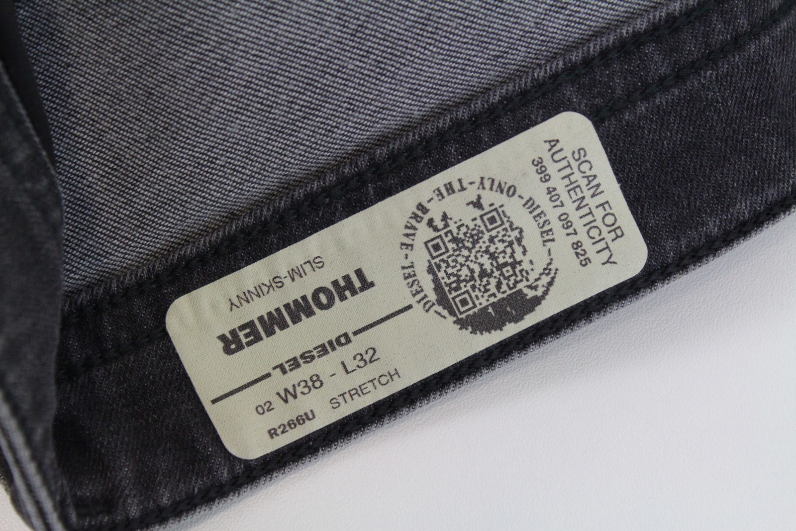 DIESEL Thommer R266U Men Jeans W38/L32 Slim Skinny Cotton Stretch Fit Grey Wash
