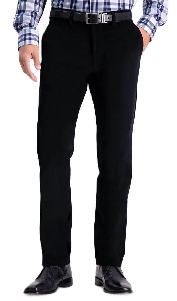 Kenneth Cole Reaction Mens Slim Fit Corduroy Pants 34×32 Black Solid Stretch NWT