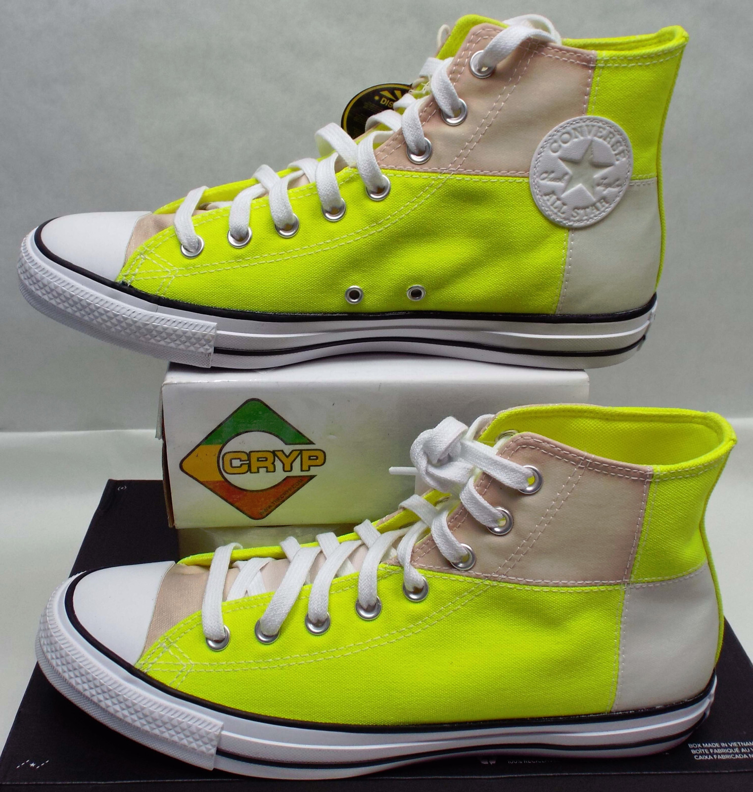 New Mens 12 Converse CTAS Hi UV Light Lemon Venom Canvas Shoes MSRP $65 169896C