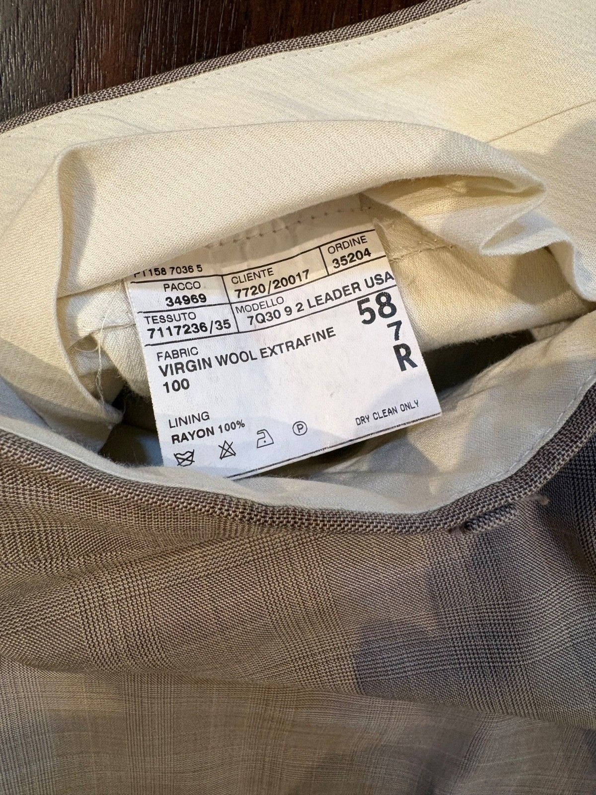 Corneliani Collection 100’s Virgin Wool Suit 58R 48R Tan Plaid Italy Saks