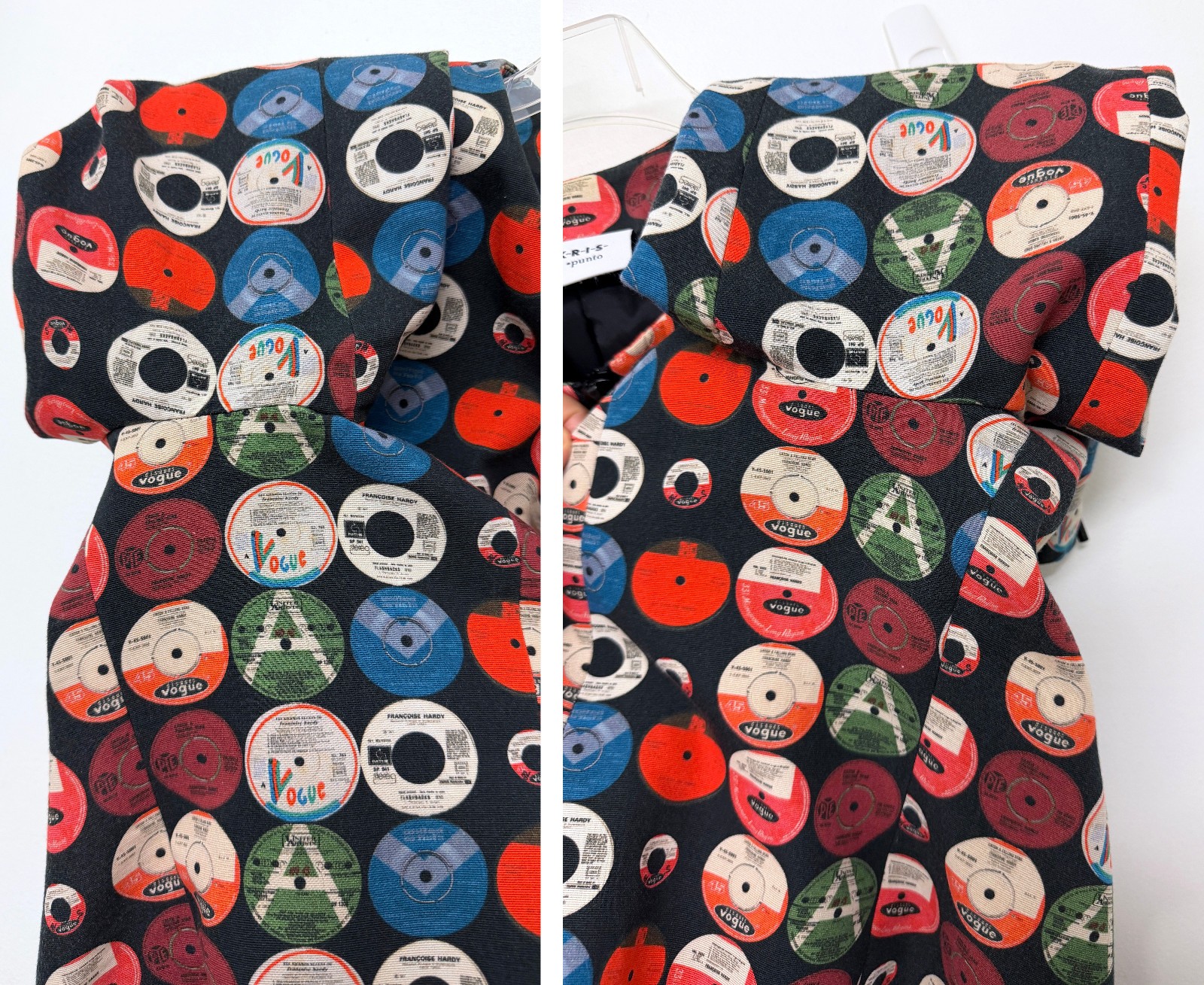 Akris Punto Record Print Jacket Top Dots Circles Vinyl CDs Colorful Full Zip 14
