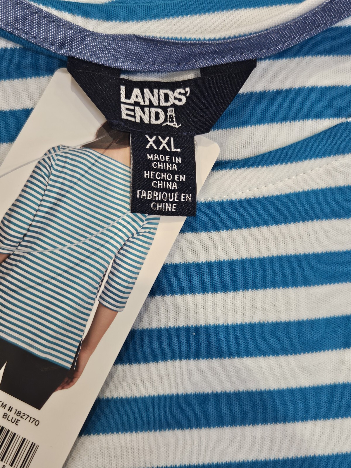 Lands’ End 3/4 Sleeve Boat Neck Pima Cotton Tee