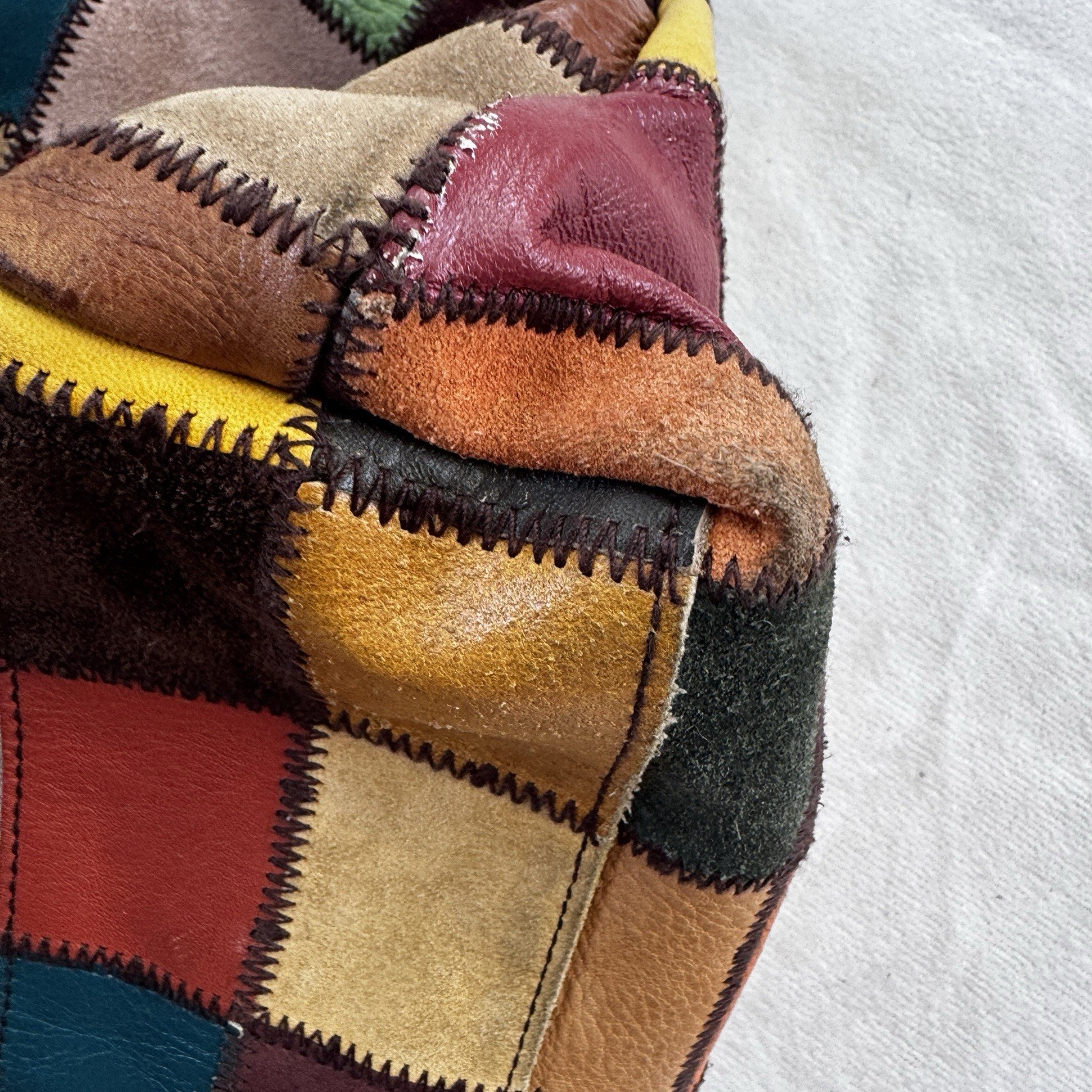 Rare “Ugly Betty” Lucky Brand Patchwork Hobo Leather Bag Y2K Multicolor
