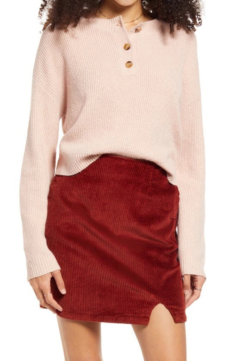 BP. Ribbed Sweater Henley In Pink Smoke $39 Size Large NWT
