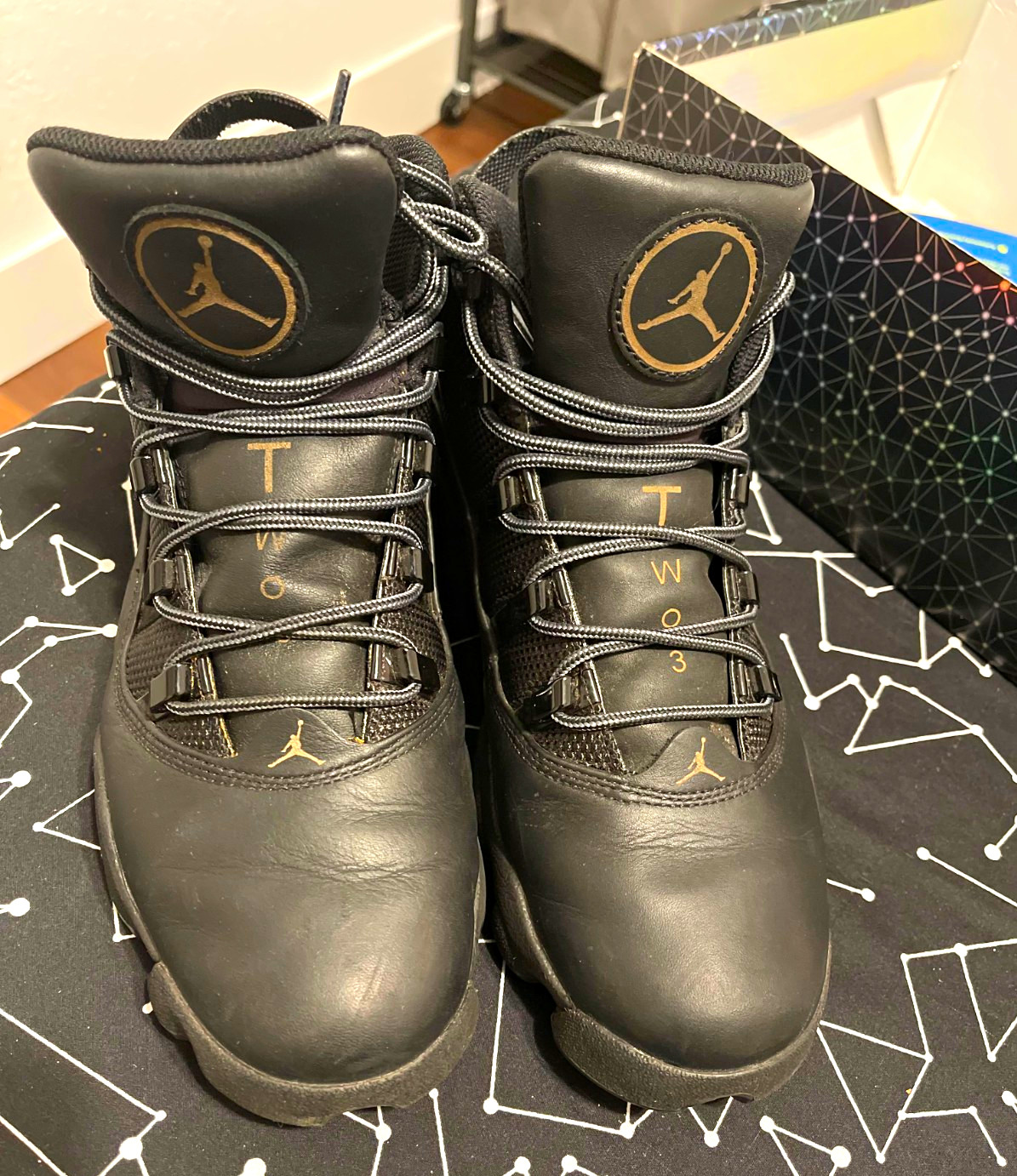 Jordan Men’s Black Leather Sneaker Boot Lace-Up Padded Ankle US 9.5