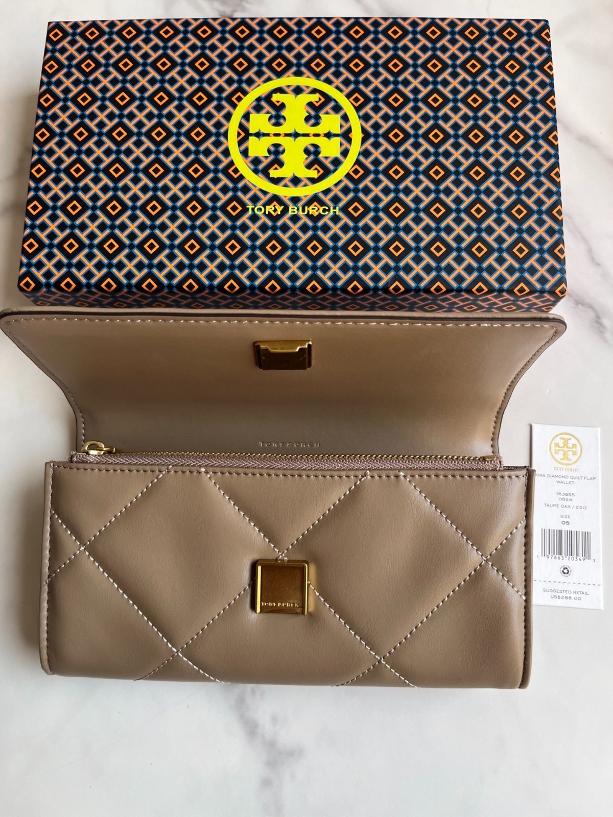 Tory burch KIRA DIAMOND QUILT FLAP WALLET