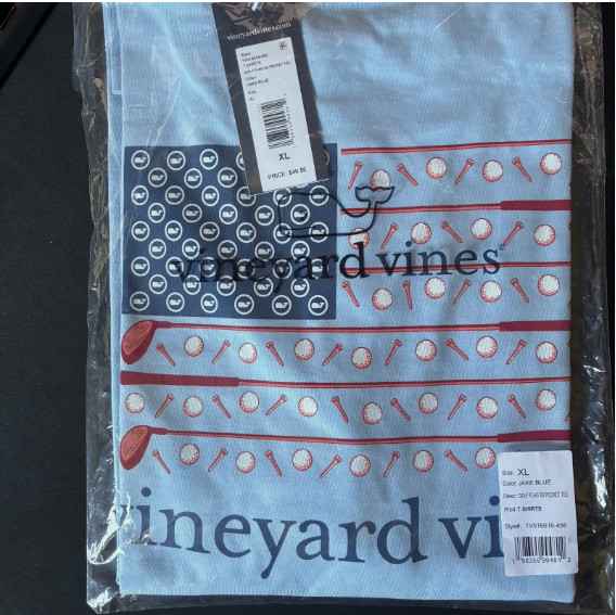NWT Men’s Vineyard Vines Americana Golf Flag Short Sleeve Pocket Tee Men’s XL