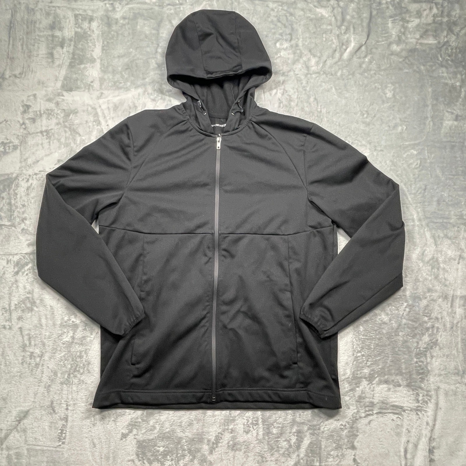 SPORT-TEK Mens Black Full Zip Hooded Jacket Activewear Athleisure Size L