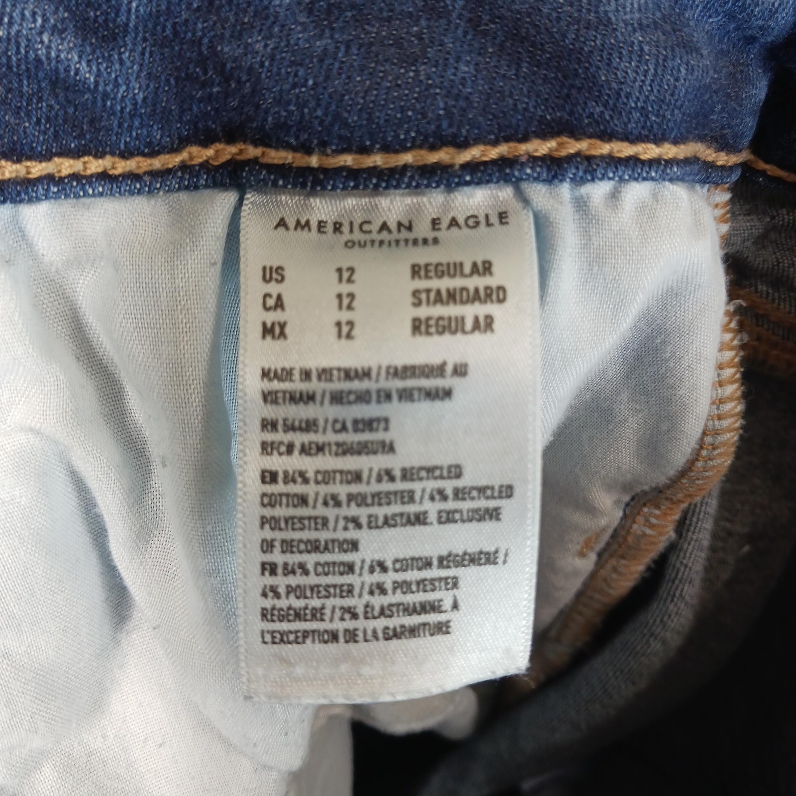 American Eagle Outfitters Jeans Womens 12 High Rise Jegging Blue Stretch Denim