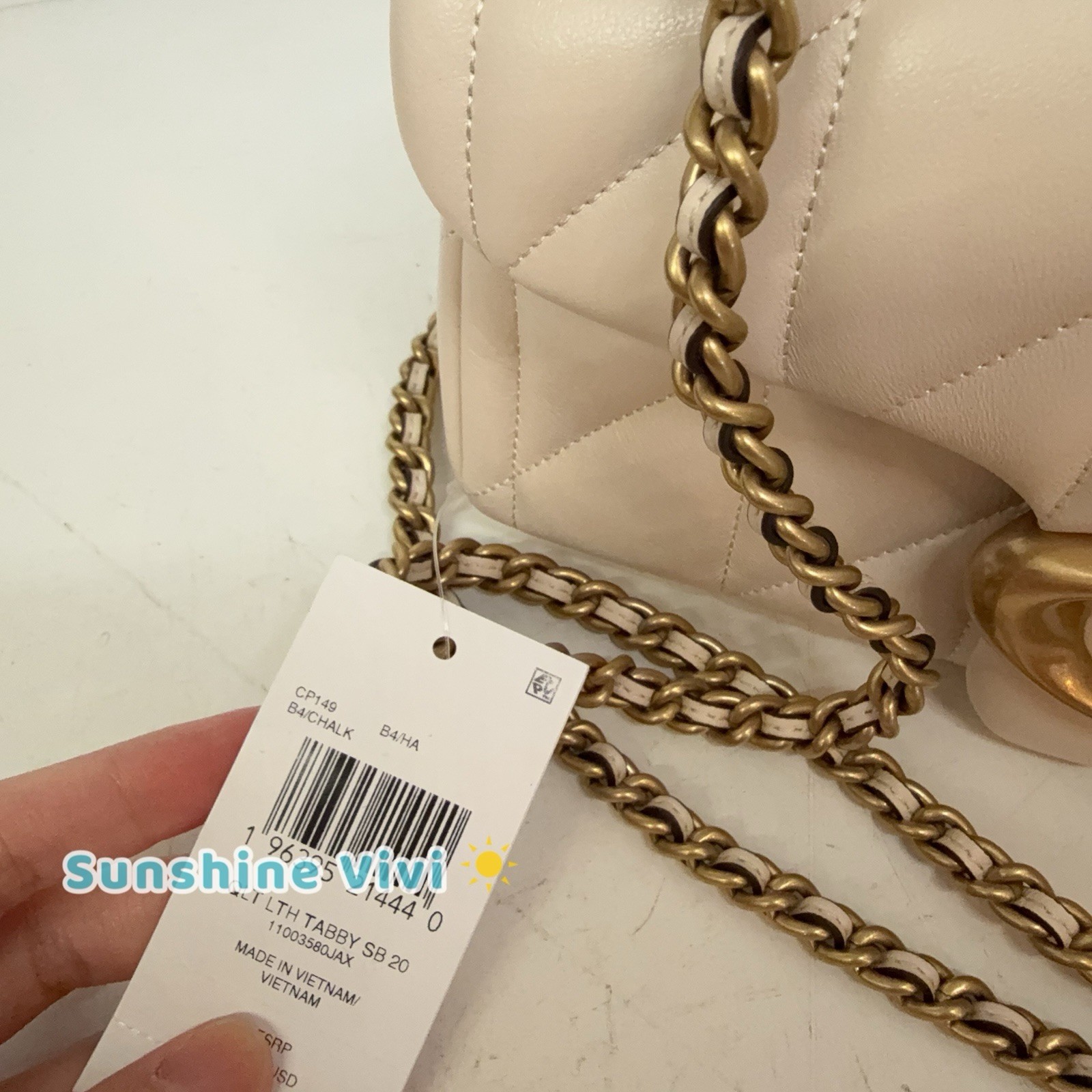 NWT COACH CP149 Tabby Shoulder Bag 20 Quilting nappa Leather Chalk