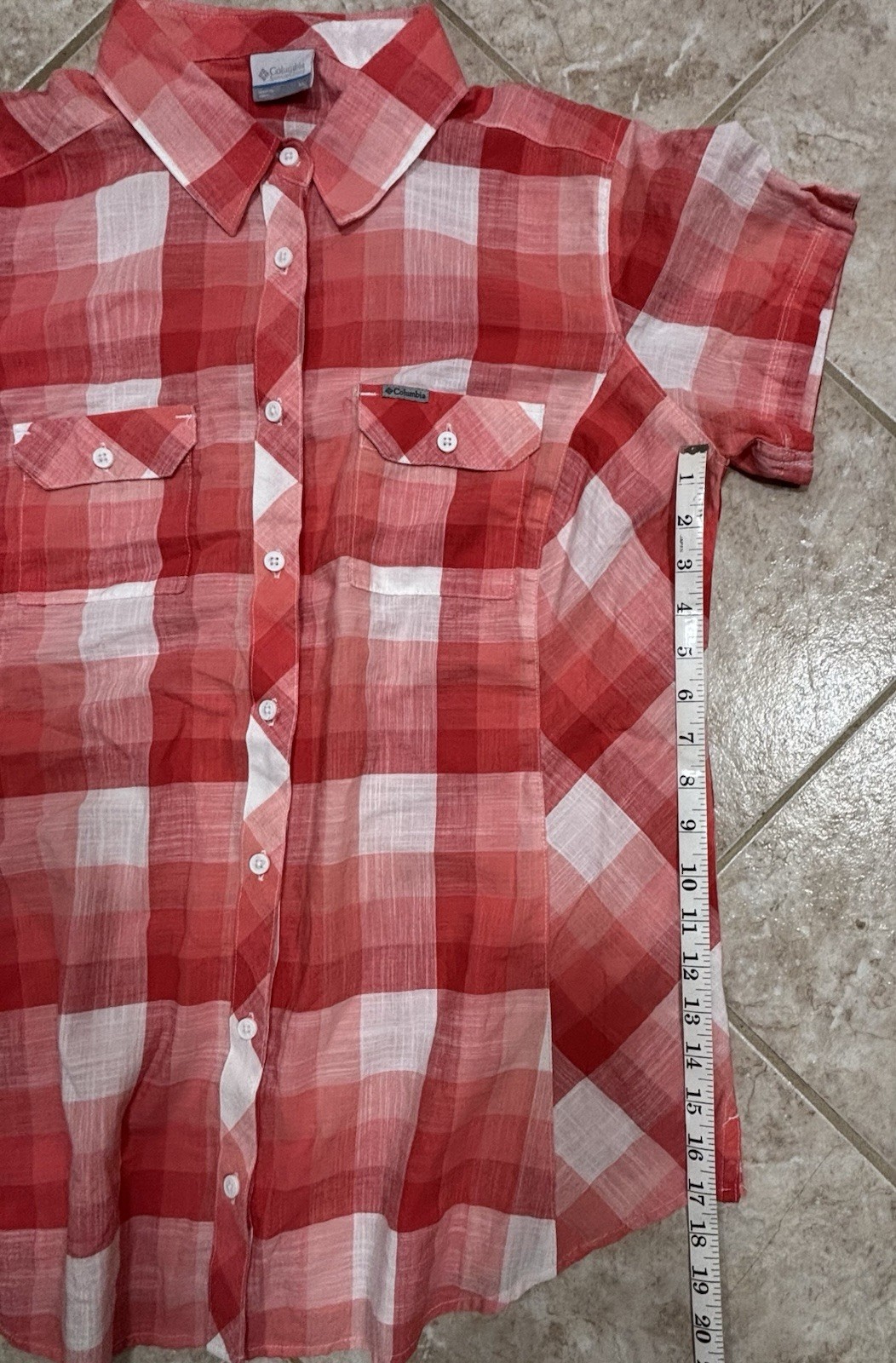 Columbia Plaid Button Up Shirt And Butterfly Tee 100% Cotton Women’s Size XL