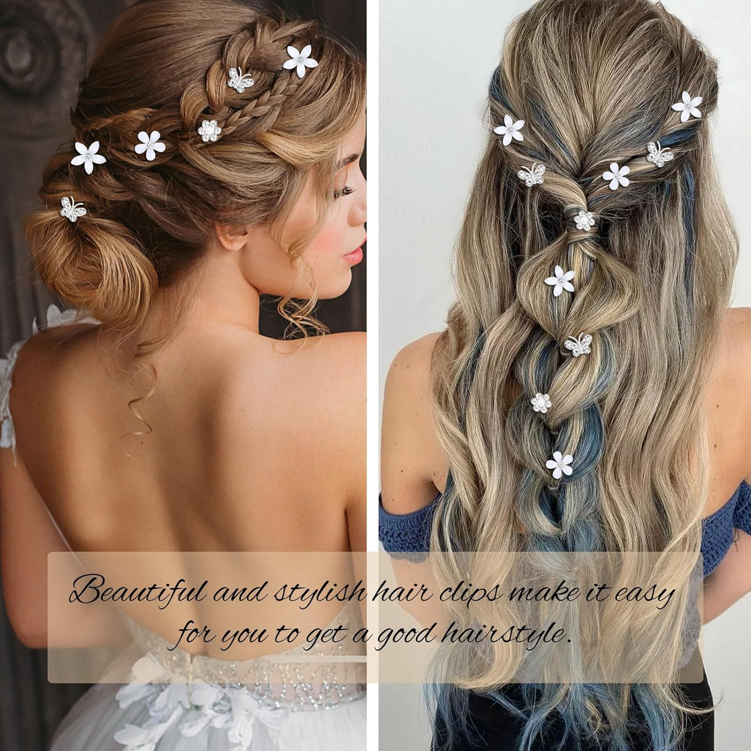 20 Pcs Mini Flower Hair Clips Rhinestone Butterfly Hair Pins Small Decorative Ha