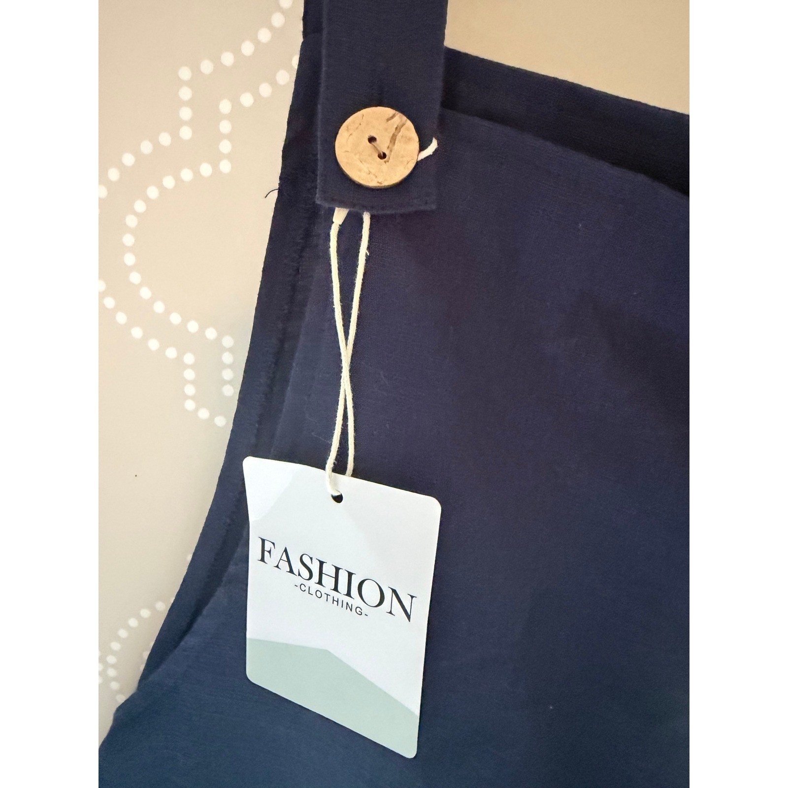Amazon Brand Overalls Cotton Linen Wide Leg Navy Blue Jumpsuit Size L TY-0269