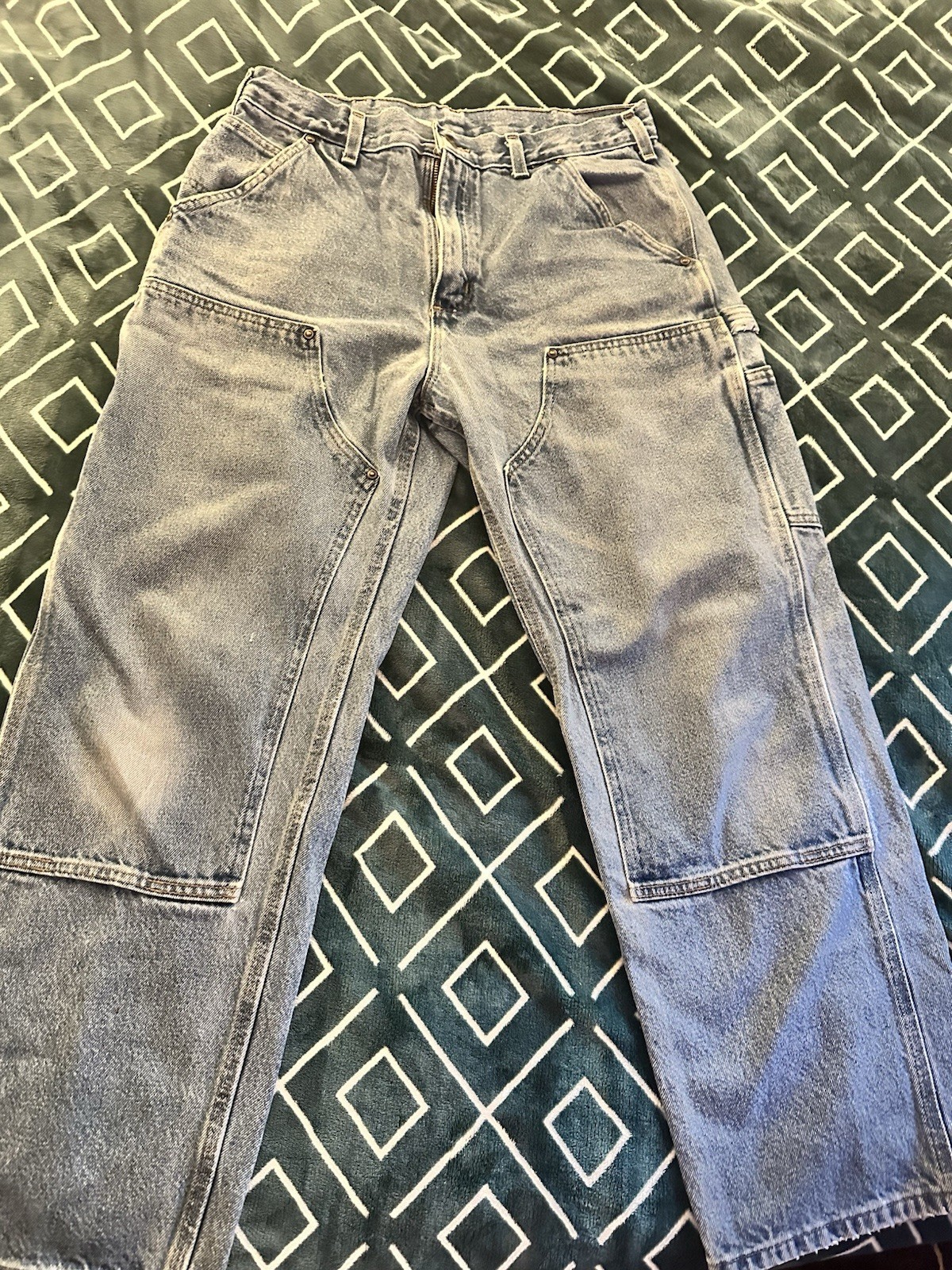 VTG Carhartt Double Front Knee Denim Carpenter Jean Dungaree Size 33×30