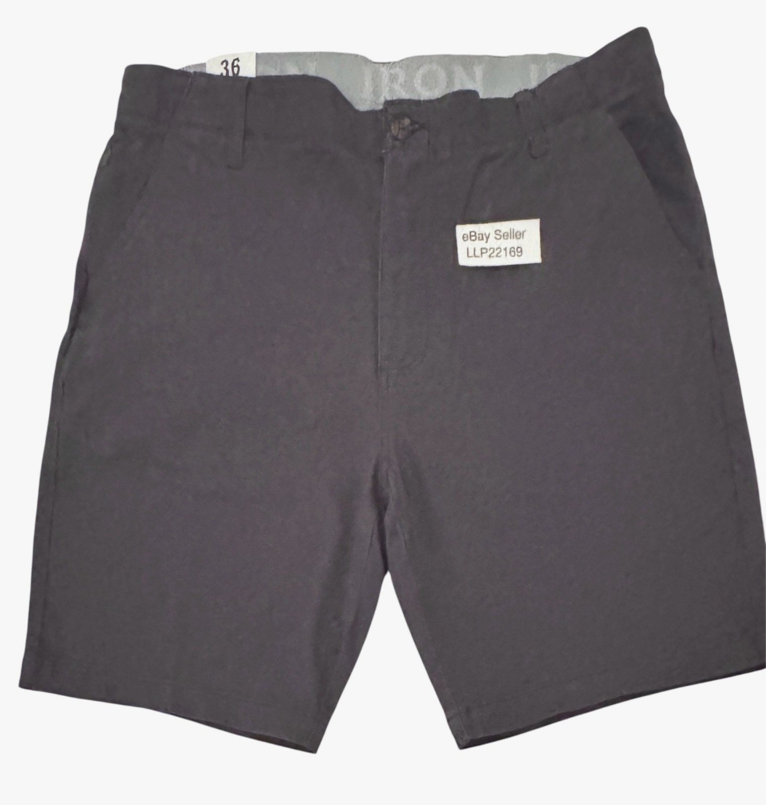 IRON CO Men’s Stretch Shorts (SIZE 36) Flex Waist Flat Front BLUE GREY New Tag!