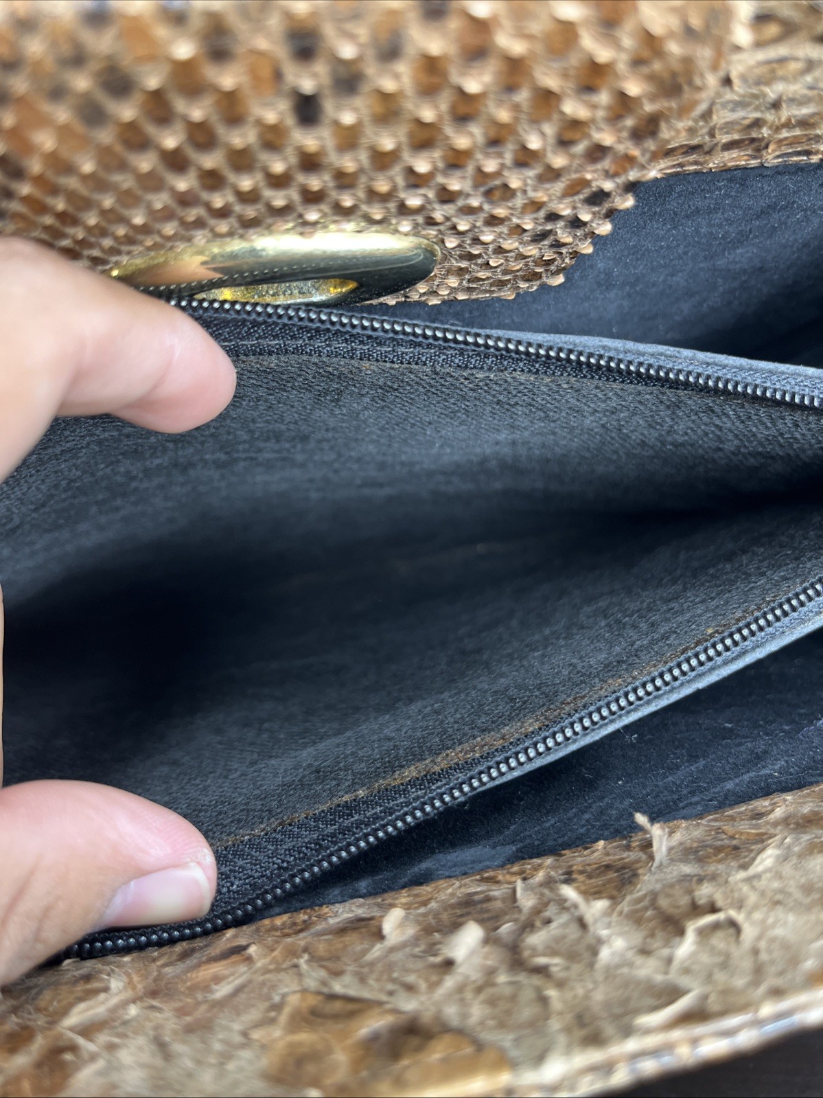 Genuine Python Skin Double Handle Purse – Mid 21st Century 1950s