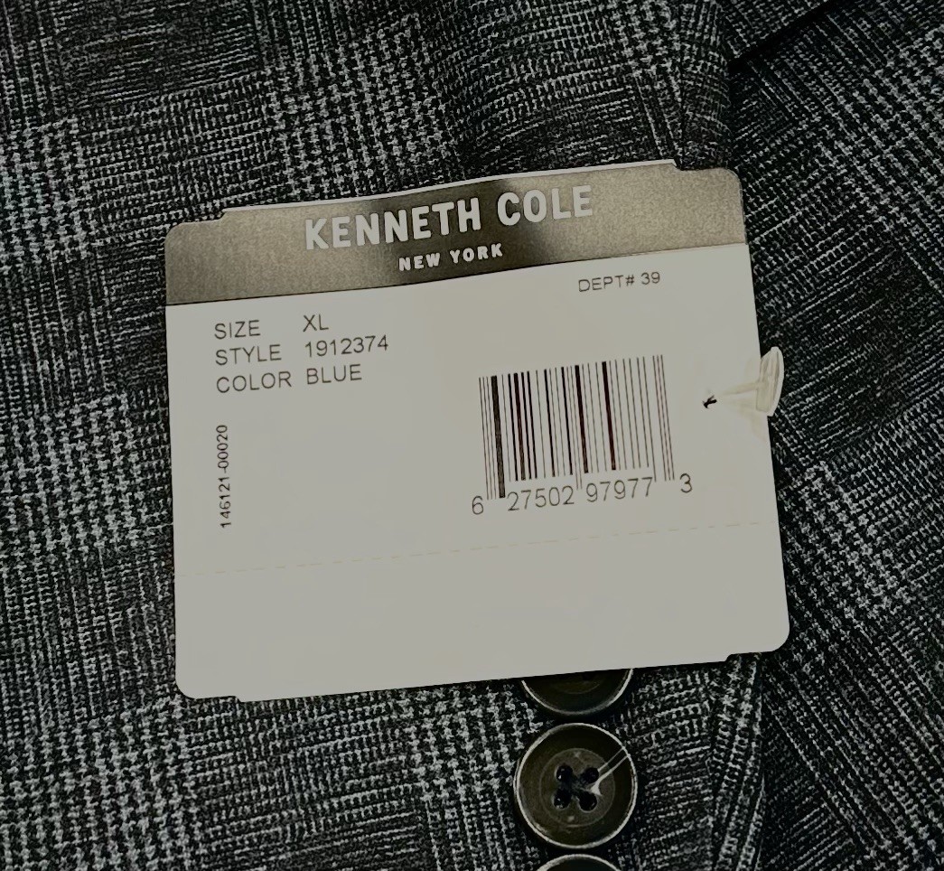 Kenneth Cole New York Men’s Slim Stretch Suit Jacket, Blue, Size XL
