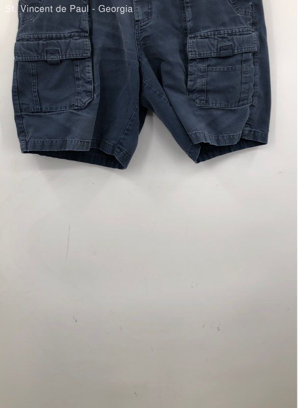 Columbia Blue 100% Cotton Duck Canvas Fatigue Cargo Fishing Shorts Good – Size L