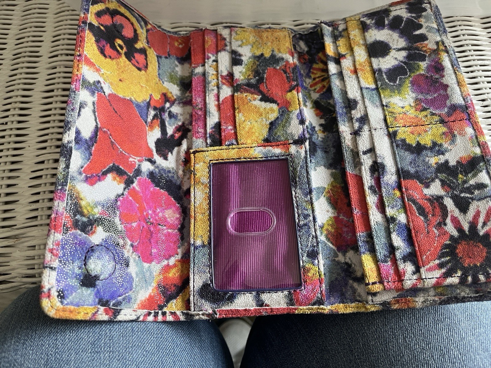 Women’s Multicolor Floral Wallet w/ Zip Pocket, Credit Card Slots & ID Window