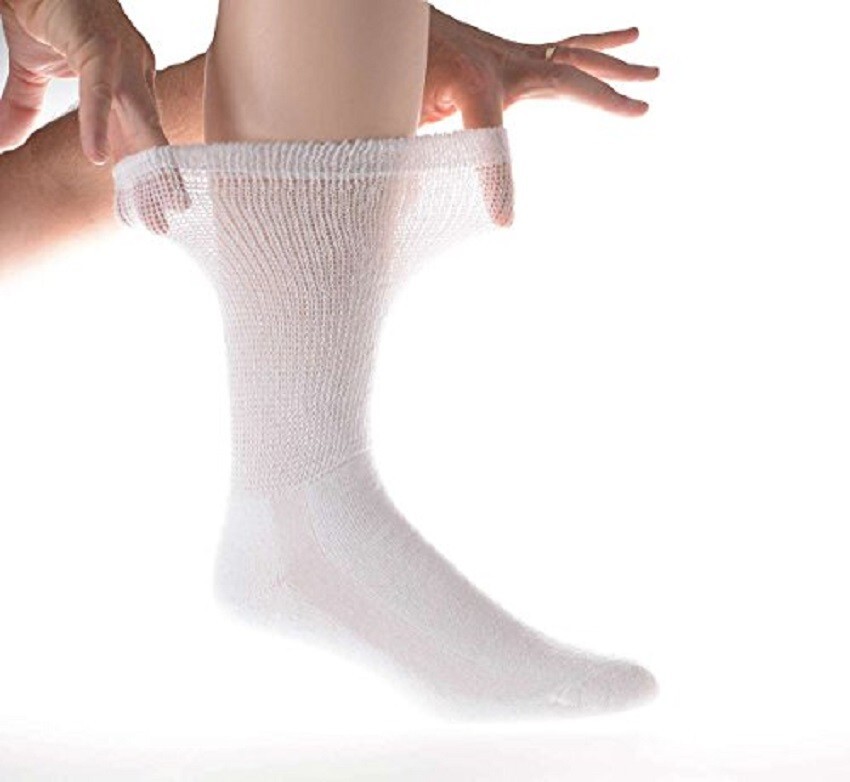 6 or 12 Pairs Womens Mens Physicians Choice White Ventilated Diabetic Crew Socks