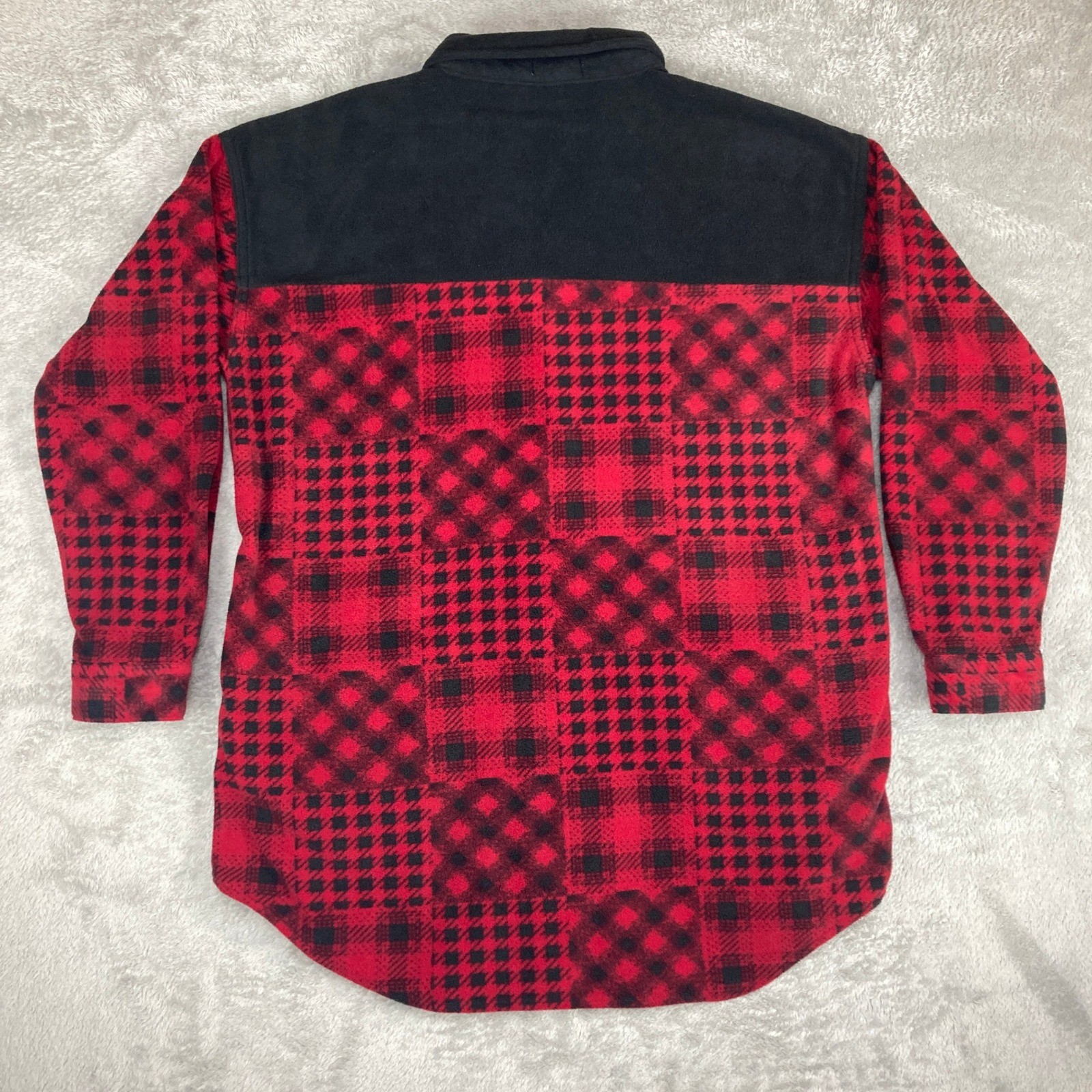 Maurice’s Red Black Buffalo Plaid Fleece Shirt Jacket Shacket Button Down Medium