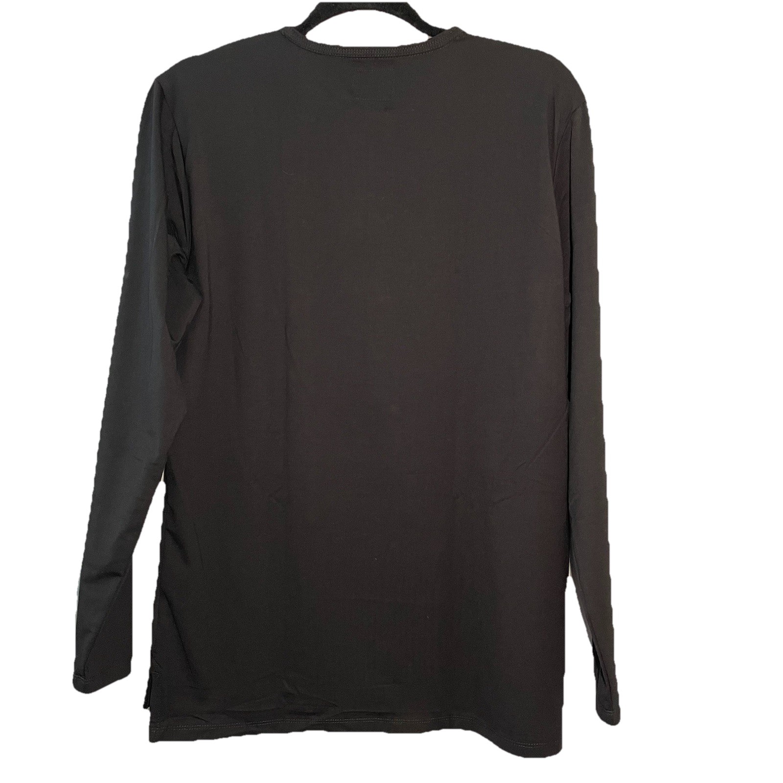 New Cuts Clothing Split Hem Long Sleeve Henley T-Shirt Men Size M Stretch Black