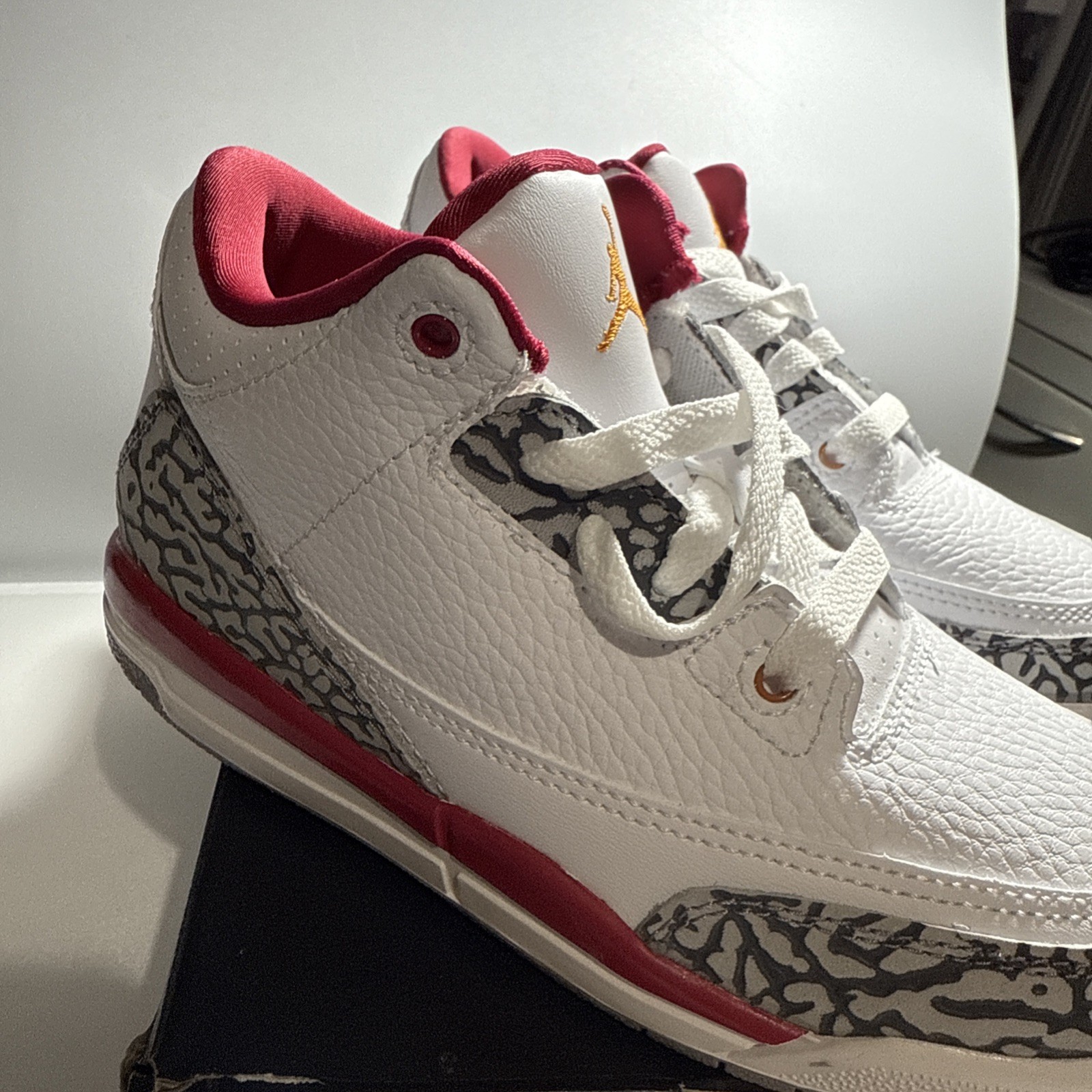 Jordan 3 Retro Little Kids Style : 429487-126 White Curry Cardinal Red