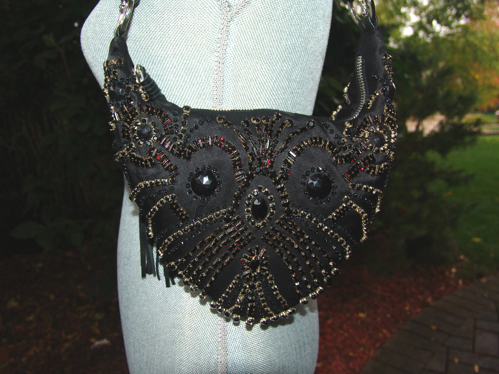 CESARE PACIOTTI SILK BEADED EVENING BAG PURSE ITALIAN WOMENS BLACK