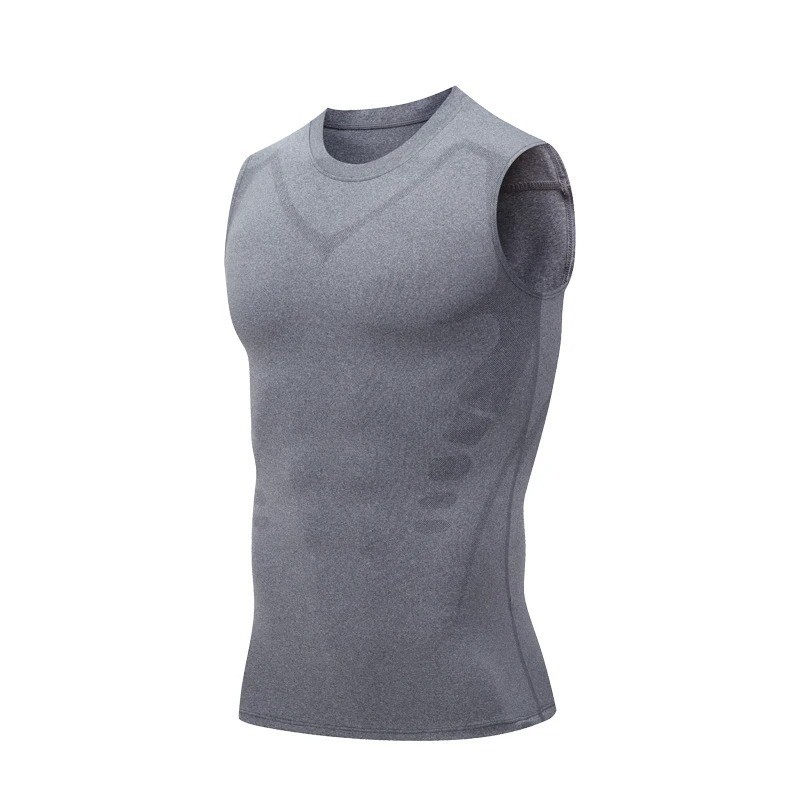 Men Compression Shirt Version Ionic Shaping Sleeveless Vest Sport Tank Top S-2XL