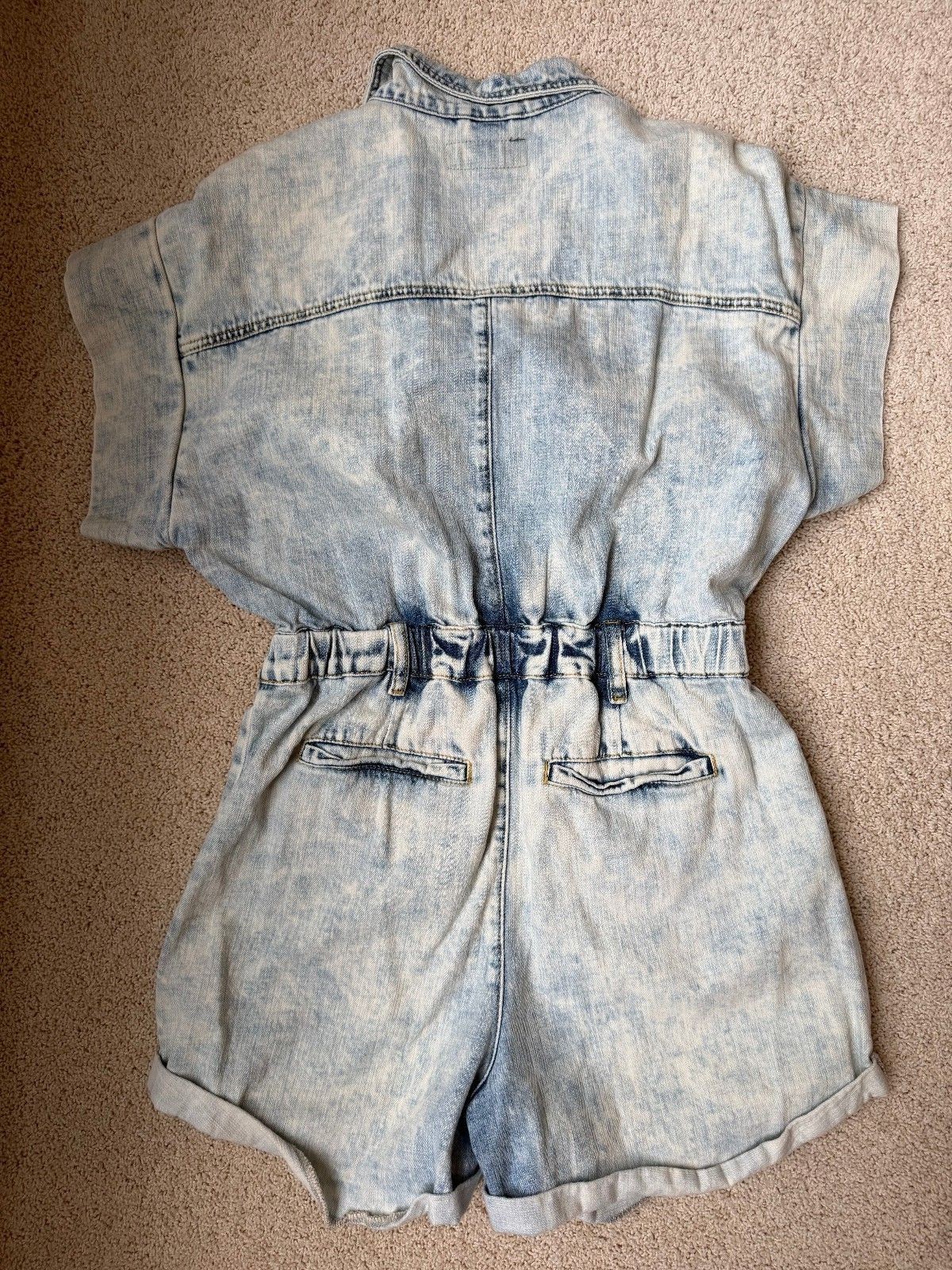 BLANKNYC Head Backstage Acid Wash Denim Romper Women’s M 90s Utility