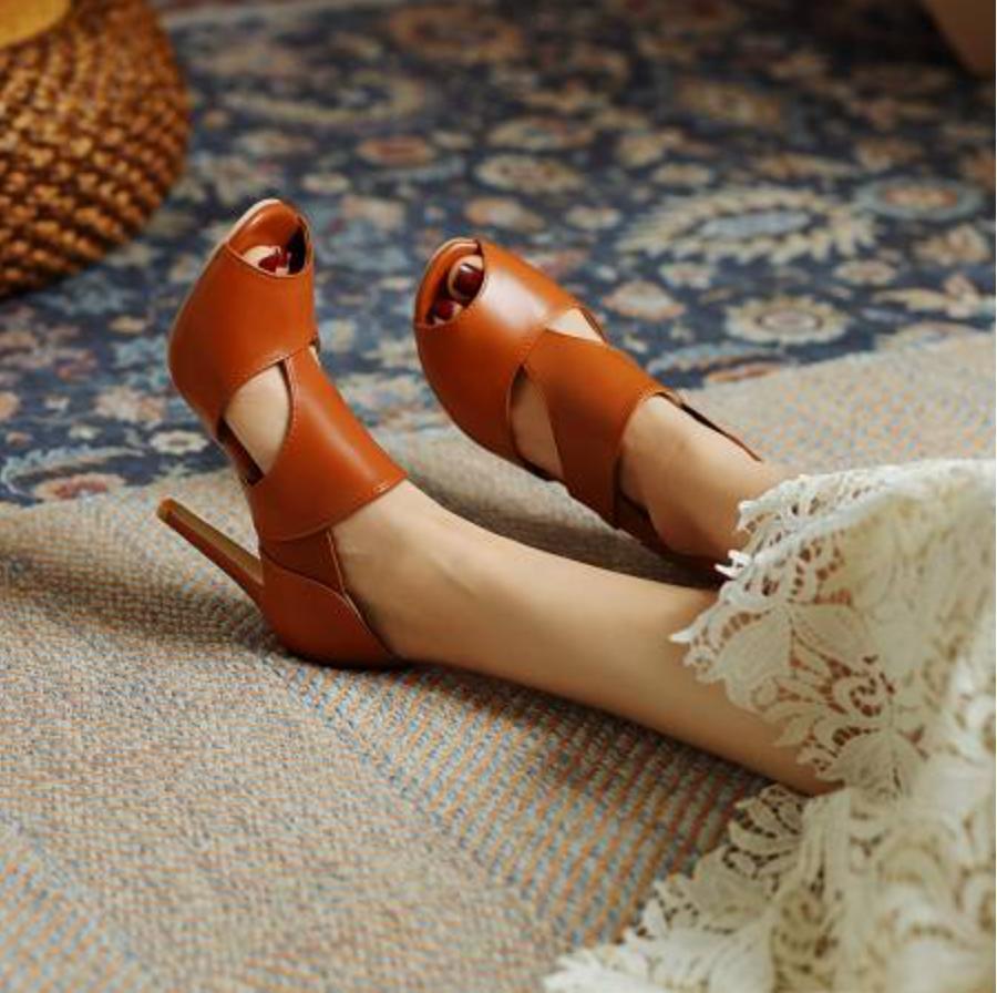 Women’s Peep Toe Hollow Out Sandals High Stiletto Heels Pumps Shoes Plus Size OL