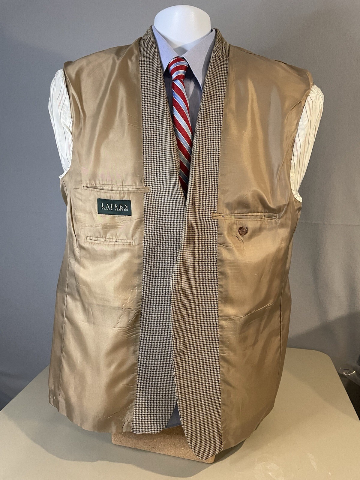 Ralph Lauren Blazer Sport Jacket 40R Beige/Tan hound’s-tooth