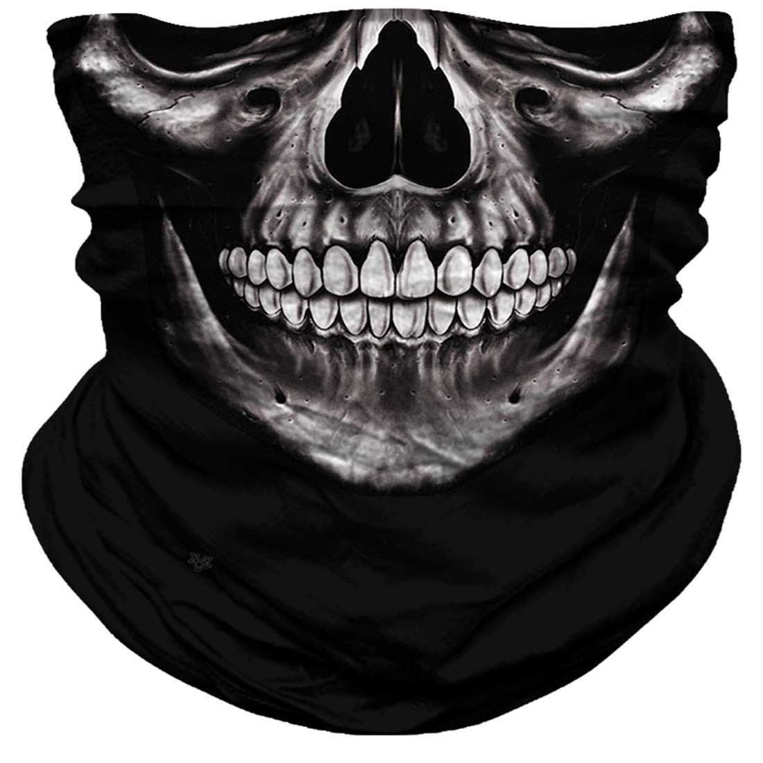 Skull Face Mask Dust Wind Sun Protection Seamless 3D 19.7in x 9.8in, Grey