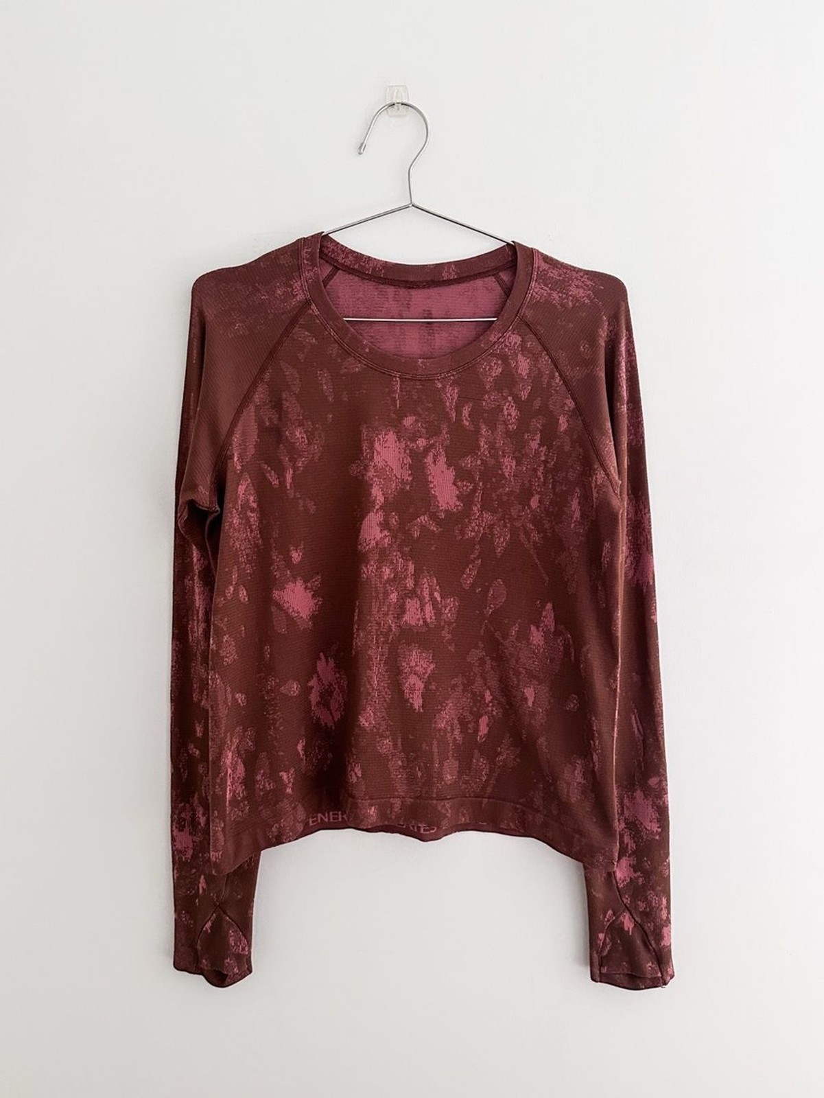 Lululemon Swiftly Tech Race Length Long Sleeve Shadow Bloom Brown Pink Size 10