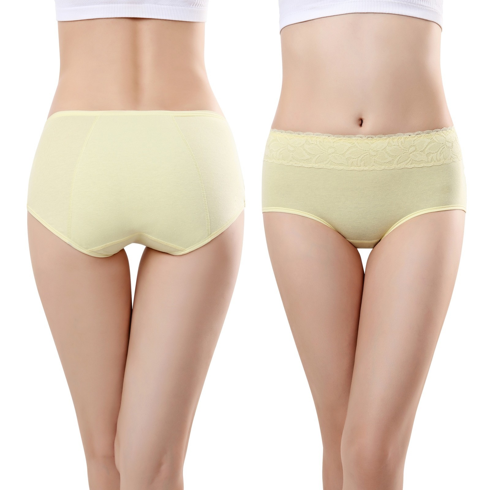 3 Womens Period Panties Solid Menstrual Briefs Stretch Brief Leakproof Underwear