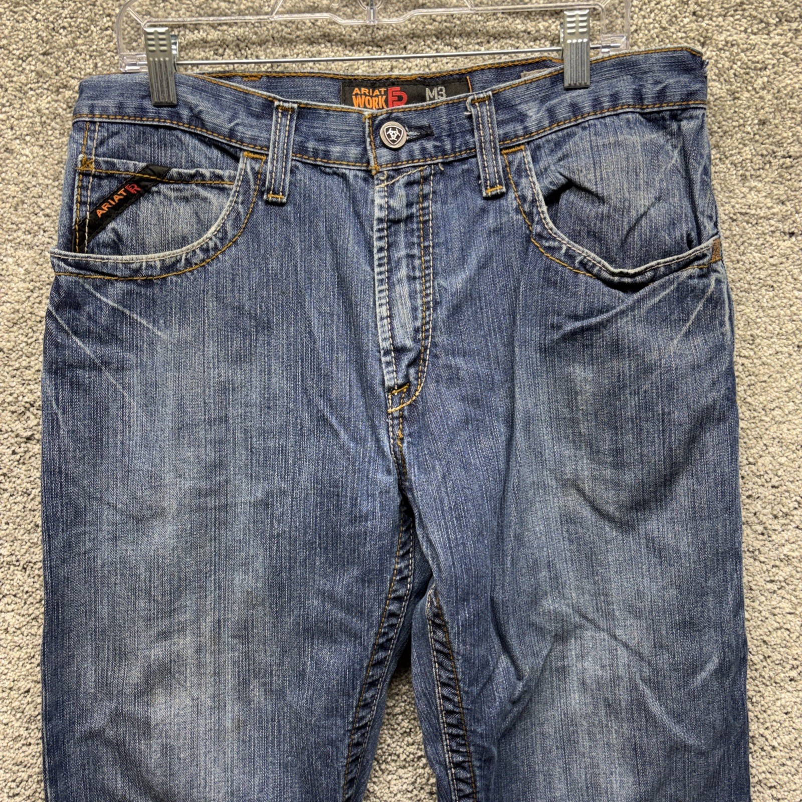 Ariat FR M3 Loose Jeans Mens 34×30 Blue Relaxed Straight Flame Resistant Denim