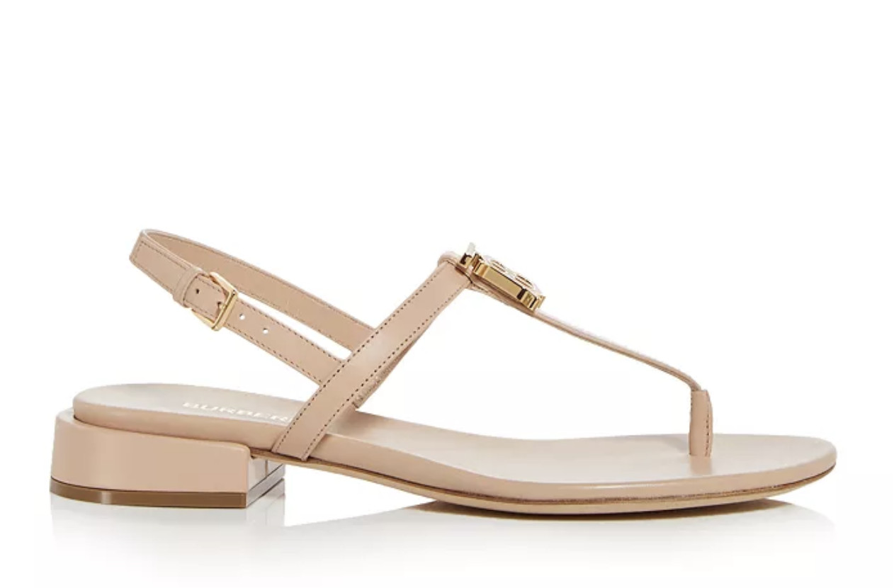 Burberry Emily T-Strap Leather Sandal, Pale Nude – Retail $720
