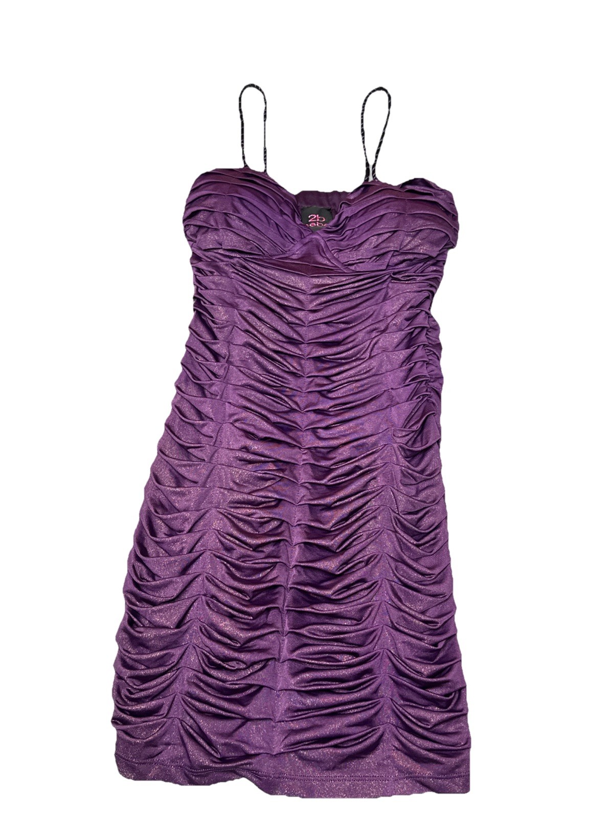 Bebe 2B Women’s XS Purple Spaghetti Straps Ruched Dress